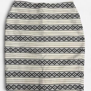 Ann Taylor Black & Ivory Geometric Pencil Skirt